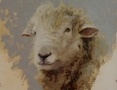 Oil painting of a ram.
